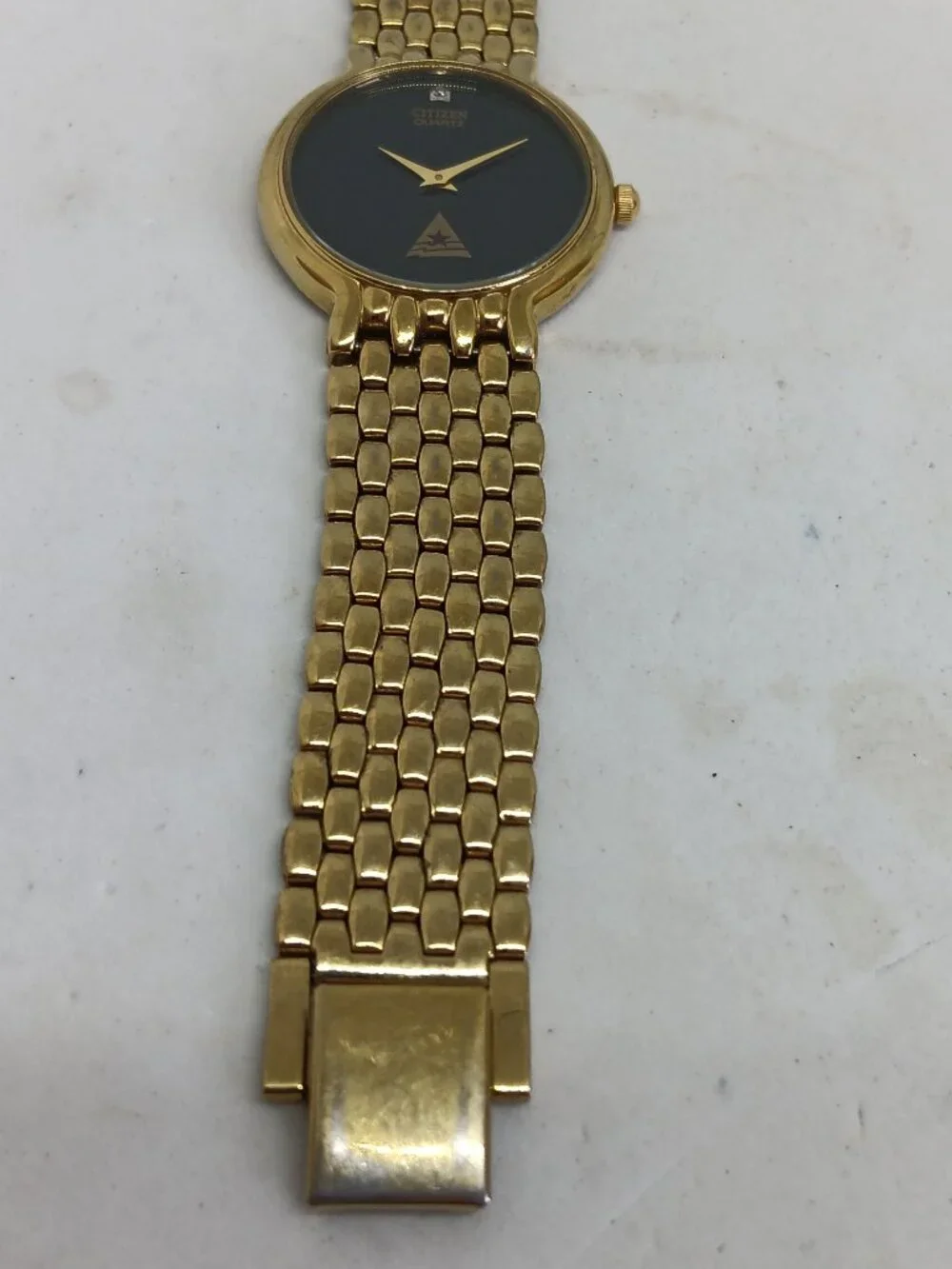 VINTAGE 1993 Citizen 1020-S54562 Men's 32mm Black Dial Gold Tone CSC Logo Watch
